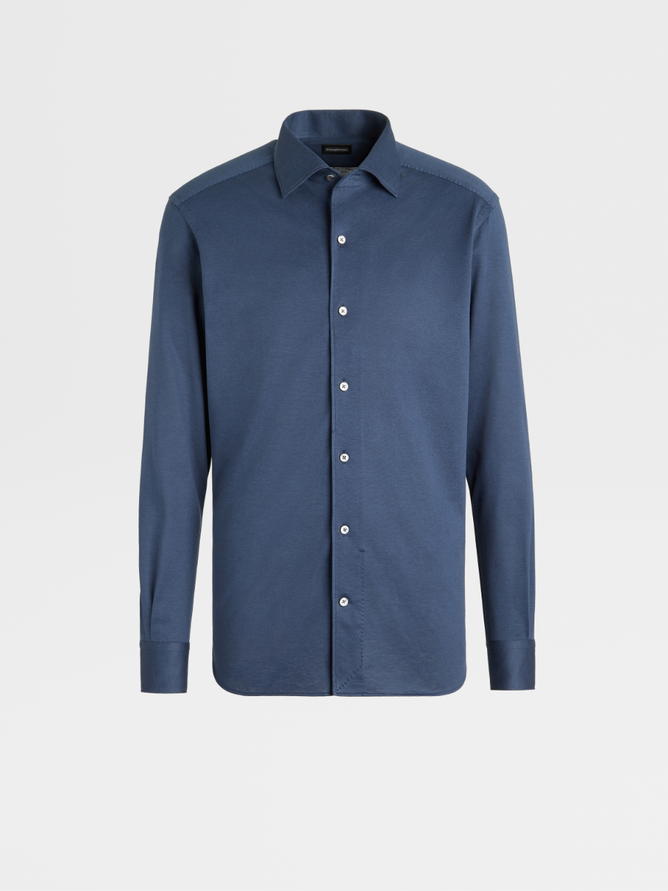 Ink Blue Cotton and Silk Shirt, Regular Fit